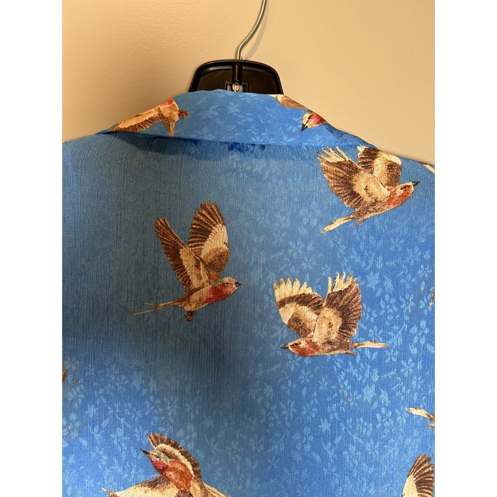 Zara Women's size L flowy bird print long shirt or swim Coverup satin material - Picture 4 of 14